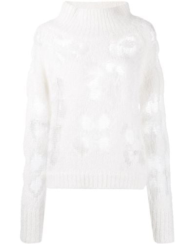 Cecilie Bahnsen Distressed-effect Roll-neck Jumper - White