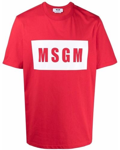 MSGM Logo-print Cotton T-shirt - Red