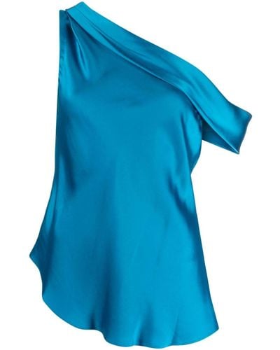Jonathan Simkhai Blouse en satin Lexi à design drapé - Bleu