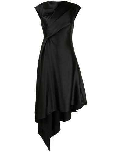 Amsale Handkerchief-hem Satin Dress - Black