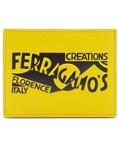 Ferragamo Logo-print Leather Card Holder - Yellow