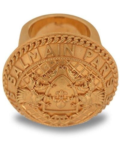 Balmain Ring mit Logo-Gravur - Gelb