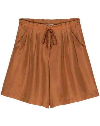 Forte Forte Drawstring-waist Silk Shorts - Brown