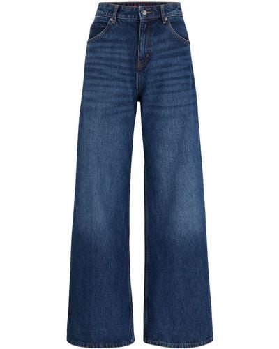 HUGO Jeans a gamba ampia con applicazione - Blu