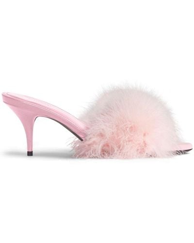 Balenciaga Boudoir 70mm Feather Mules - Pink