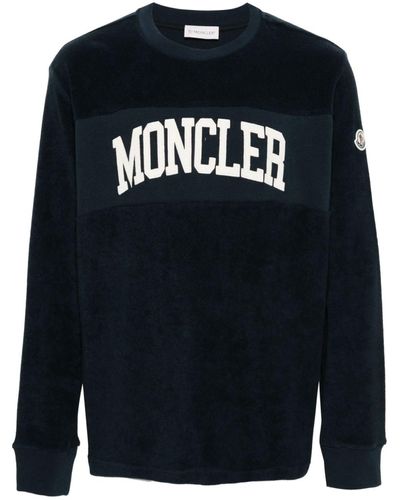 Moncler Katoenen Sweater Met Geborduurd Logo - Blauw