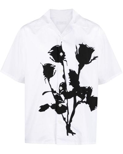 Prada Camisa con estampado floral - Blanco
