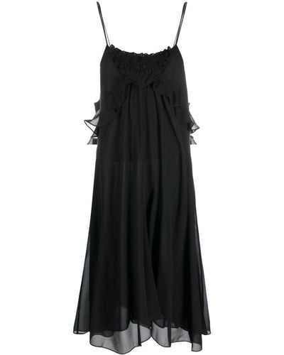 Isabel Marant Ruffle-trim Silk Dress - Black