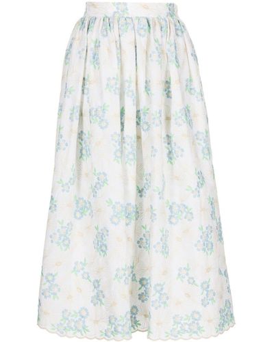 Vivetta Floral-embroidery Flared Skirt - White