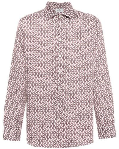 Etro Katoenen Overhemd Met Paisley-print - Roze