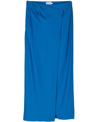 Calvin Klein Chain-detailed Crepe Maxi Skirt - Blue