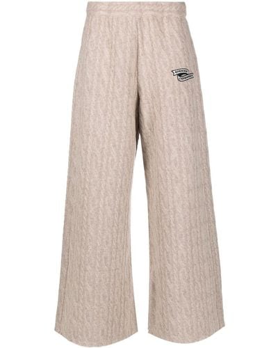 Opening Ceremony Logo-embroidered Cable-knit Pants - Natural