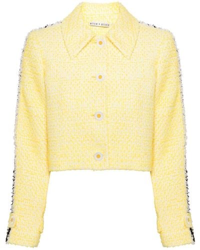Alice + Olivia Cropped Tweed Jacket - Yellow