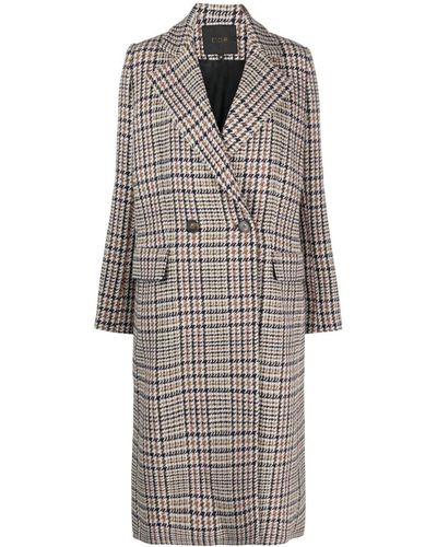 Maje Houndstooth Double-breasted Coat - Grey