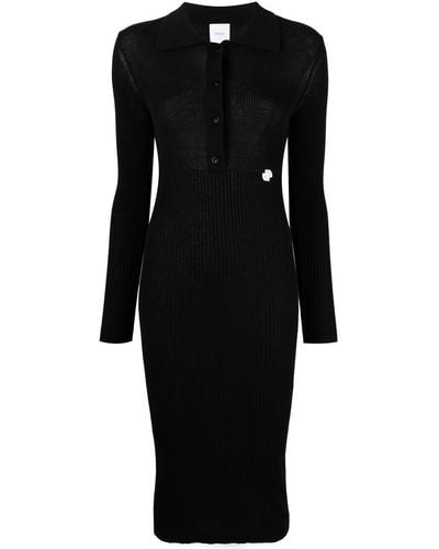 Patou Logo-embroidered Knitted Dress - Black
