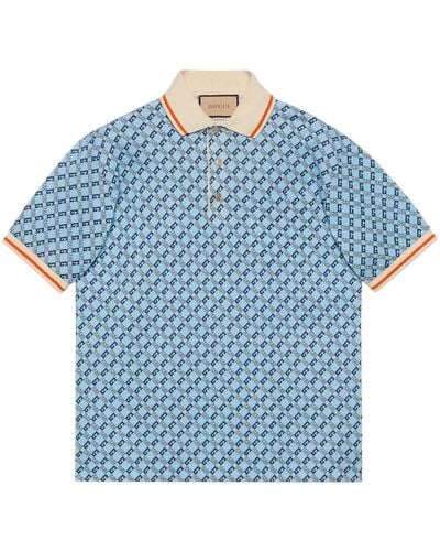 Gucci Poloshirt Met Logopatroon - Blauw
