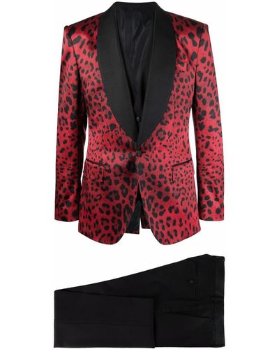 Dolce & Gabbana Sicilia-fit Leopard-print Tuxedo Suit - Red