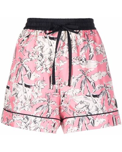 Moncler Graphic-print Silk Shorts - Pink