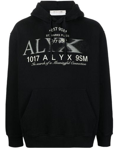 1017 ALYX 9SM Sudadera con capucha y logo estampado - Negro