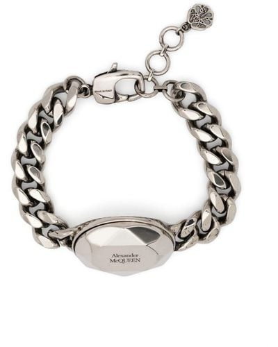 Alexander McQueen Logo-engraved Chain-link Bracelet - Metallic