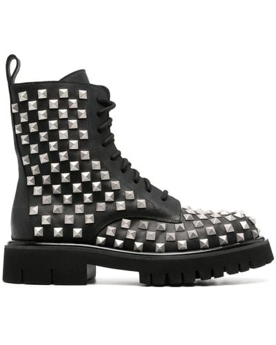 Moschino Stud-embellished Leather Boots - Black