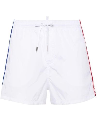 DSquared² Logo-tape Drawstring Swim Shorts - White