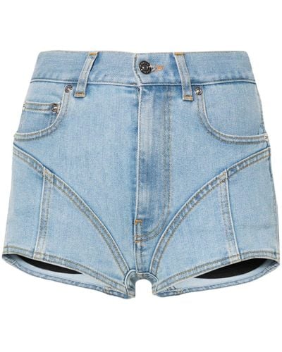 Mugler Panelled Denim Shorts - Blue