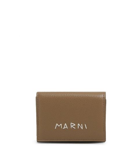 Marni Logo-embroidered Leather Wallet - Brown