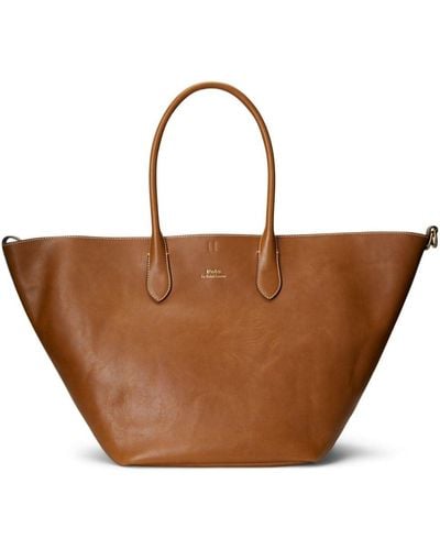 Polo Ralph Lauren Logo-debossed Leather Tote Bag - Brown
