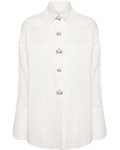 Genny Appliqué-detail Muslin Shirt - White