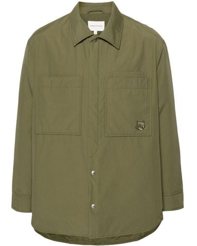 Maison Kitsuné Gefütterte Hemdjacke mit Fuchs-Motiv - Grün