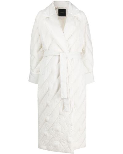 Pinko Quilted Belted Double-breasted Coat - White