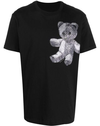 Philipp Plein Camiseta Teddy Bear con motivo de cachemira - Negro