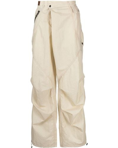 ANDERSSON BELL Gathered Seersucker Wide-leg Trousers - Natural
