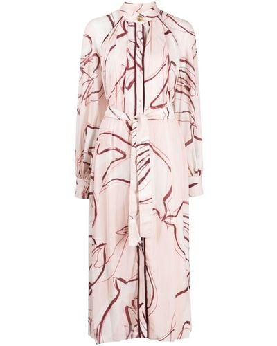 Aje. Midi-jurk Met Abstracte Print - Roze