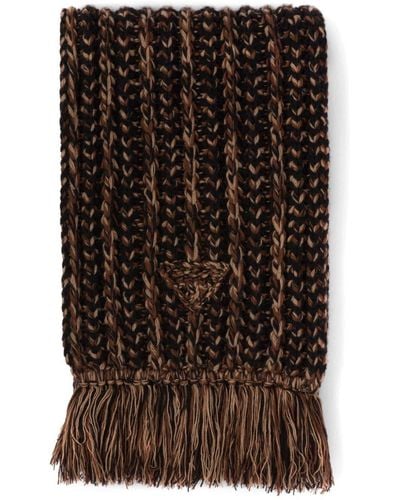 Prada Ribbed-knit Wool-cashmere Scarf - Brown