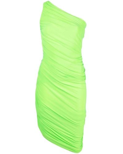 Norma Kamali Asymmetric Ruched Midi Dress - Green