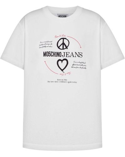 Moschino Jeans Logo-print Cotton T-shirt - White
