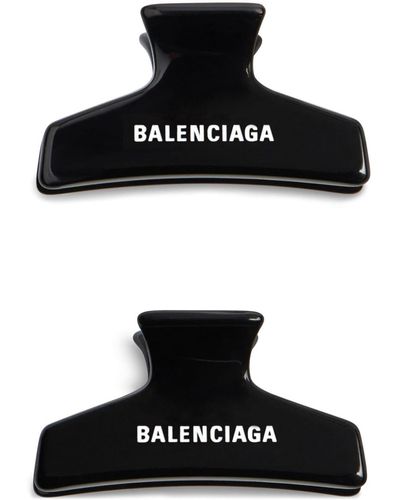 Balenciaga Haarclip Met Logoprint (set Van Twee) - Zwart