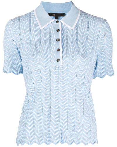 Maje Polo en maille chevrons - Bleu