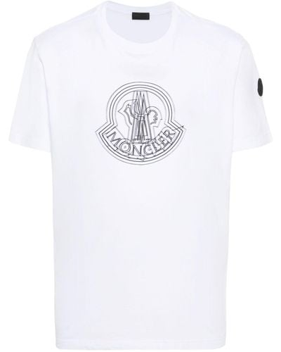 Moncler T-shirt en coton à logo appliqué - Blanc