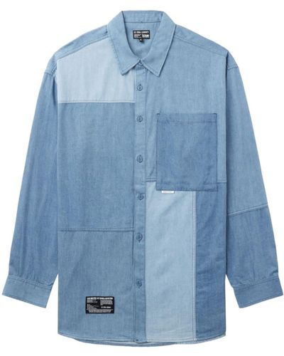 Izzue Patchwork Cotton Shirt - Blue
