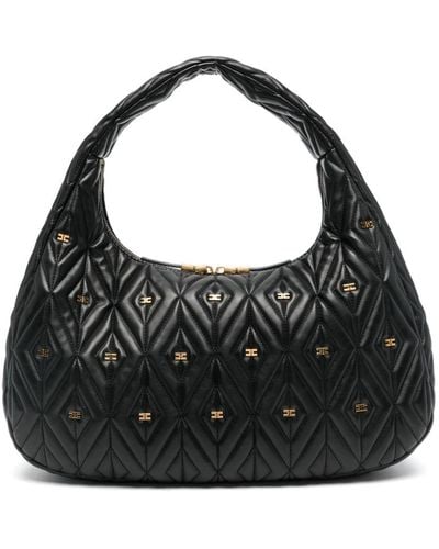 Elisabetta Franchi Big Diamond-quilted Tote Bag - Black