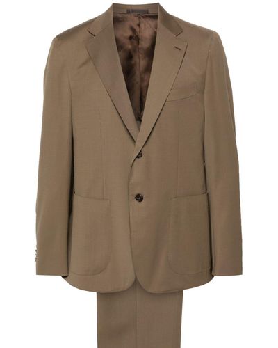 Caruso Notched-lapels Single-breasted Suit - Brown