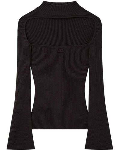 Courreges Cut-out Ribbed Sweater - Black