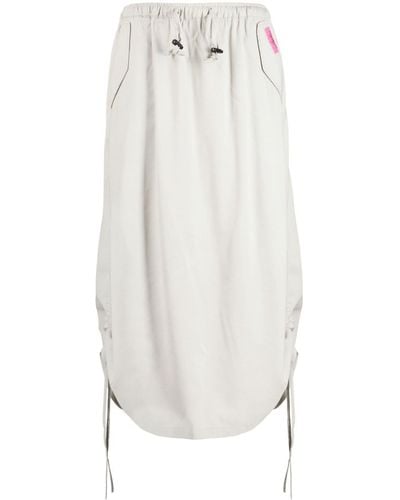 Izzue Lace-up Asymmetric Midi Skirt - White
