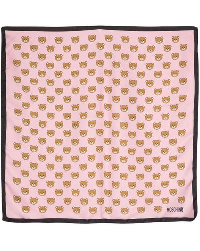 Moschino Teddy Bear-print Silk Foulard - Pink