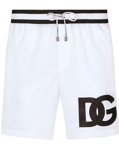 Dolce & Gabbana Logo-print Drawstring Swim Shorts - White