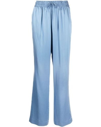 Loulou Studio Pantalon en soie à taille haute - Bleu