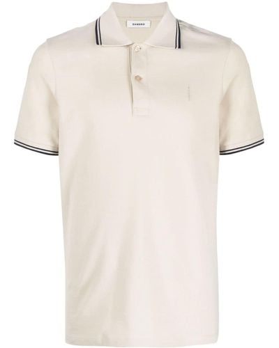 Sandro Logo-embroidered Piqué Polo Shirt - Natural